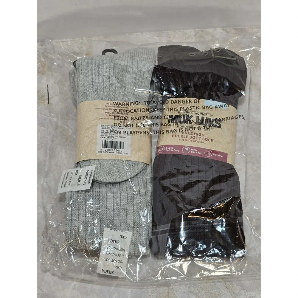 Muk Luks Knee High Boot Socks Buckle Lot 2 NWT OSFM‎ Cozy Winter